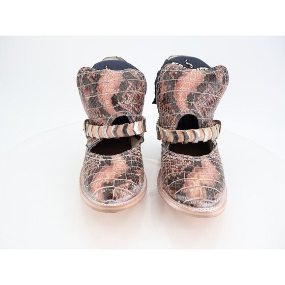 Freebird By Steven Blade Boot Womens 9 Pink Multi Croc Block Heel Slip On NEW - Picture 9 of 10